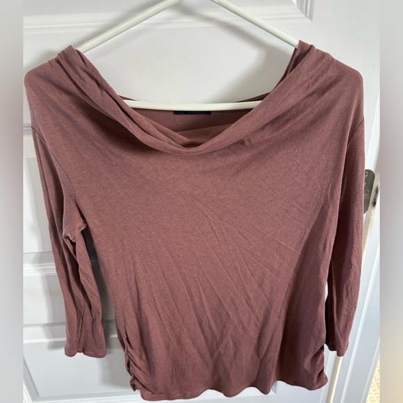 Dusty Rose Cowl Neck Gap 3/4 Length Long Sleeve Shirt - Picture 5 of 8